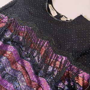 Vintage Silk Beaded Evening Gown Plus Size 2X Jazz Lounge Singer Stage Dress